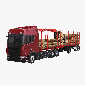 3D Generic Logging Truck and Trailer